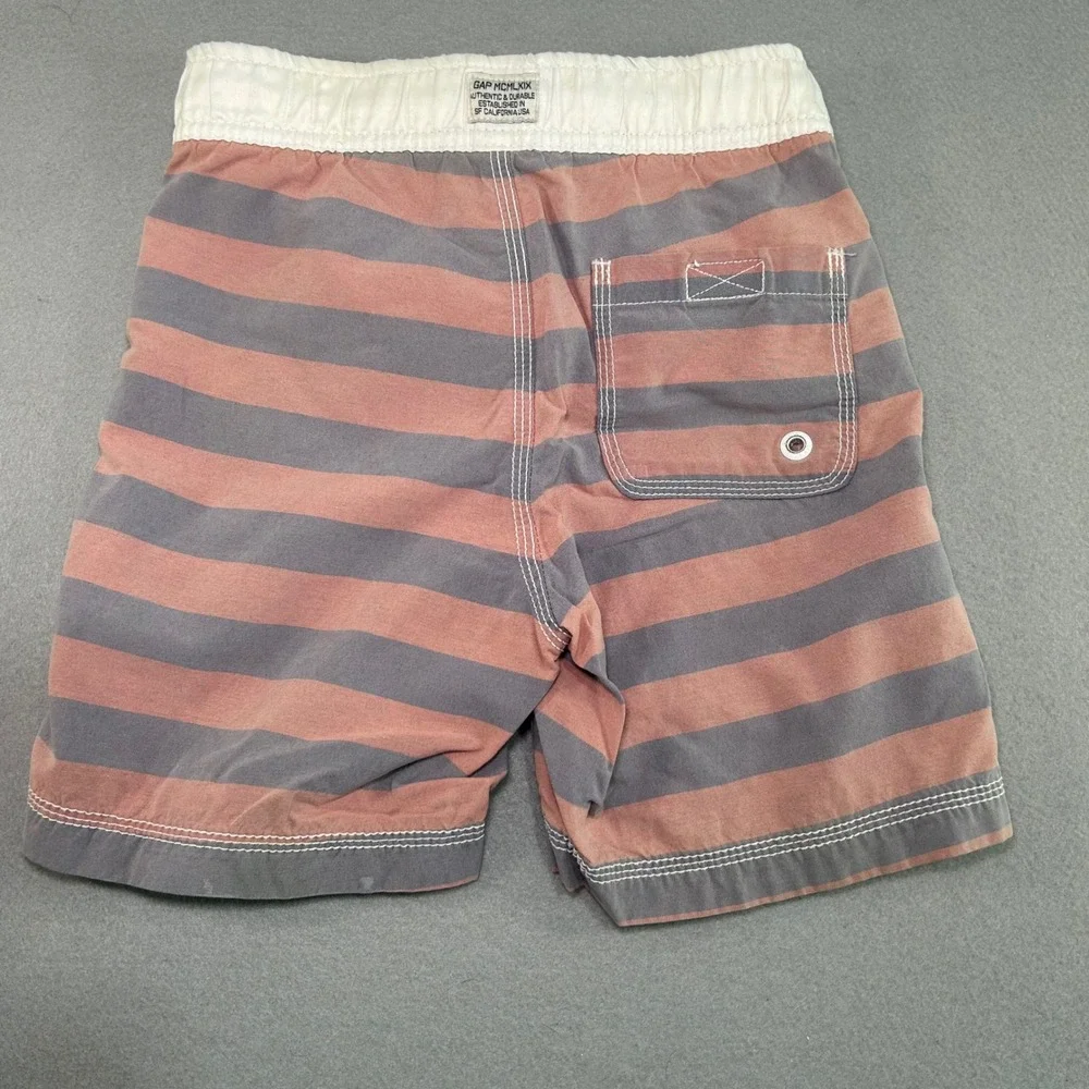 Gap Kids Swim Trunks Kids Size S 6-7 Orange Grey Striped Board Shorts